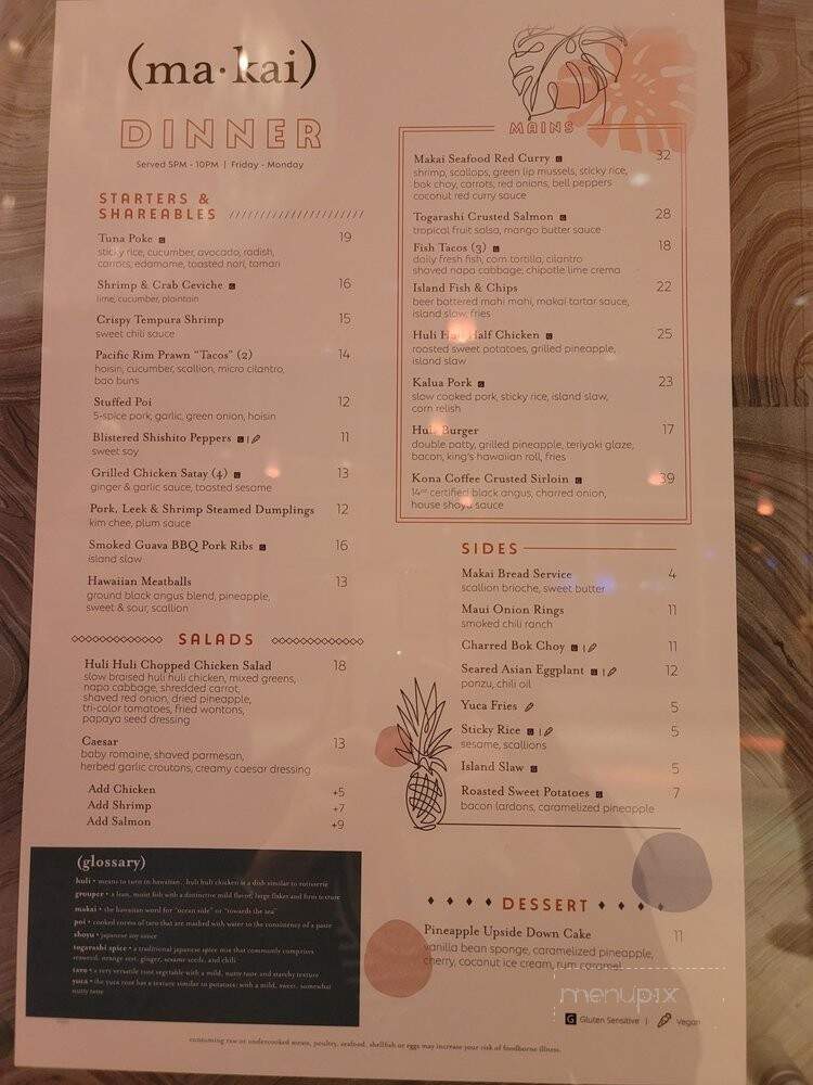 Makai - Atlantic City, NJ menu_pic