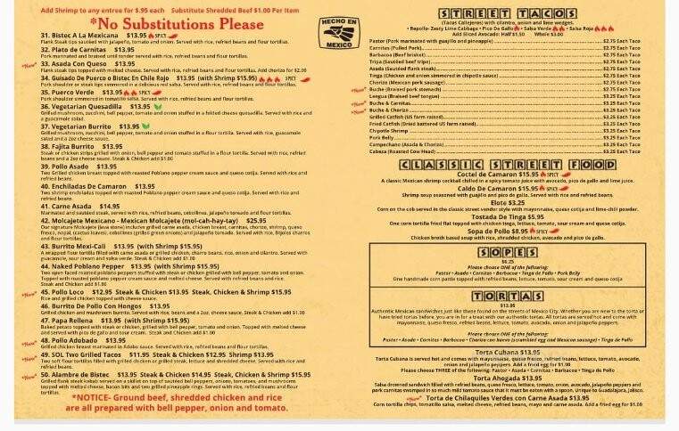 Sol Restaurante Mexicano & Taqueria - Pike Rd, AL menu_pic