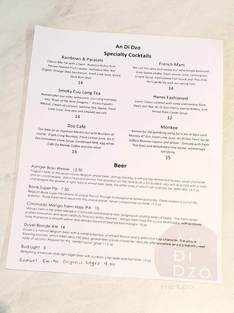 An Di Dzo - Honolulu, HI menu_pic