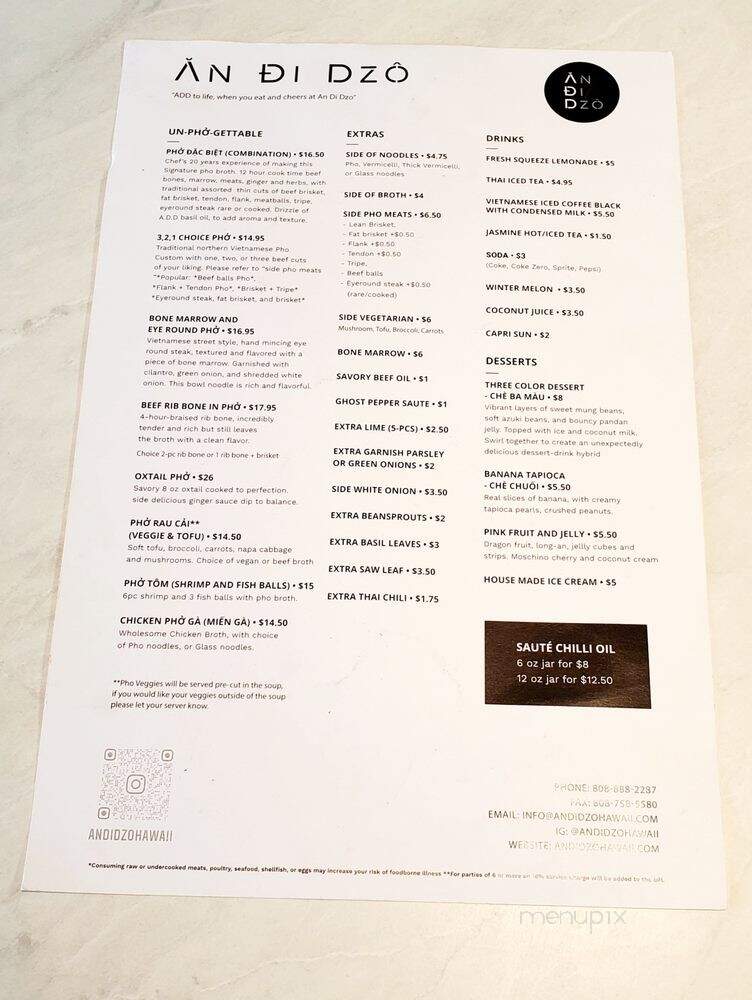 An Di Dzo - Honolulu, HI menu_pic