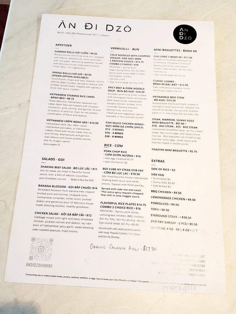 An Di Dzo - Honolulu, HI menu_pic