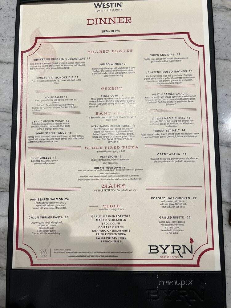 Byrn Western Grill - Irving, TX menu_pic