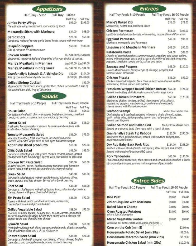 Granfanallys - Salem, NH menu_pic