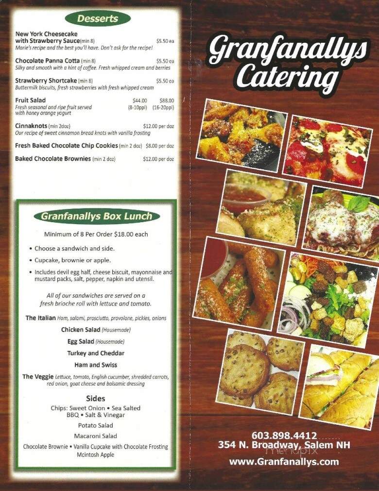 Granfanallys - Salem, NH menu_pic