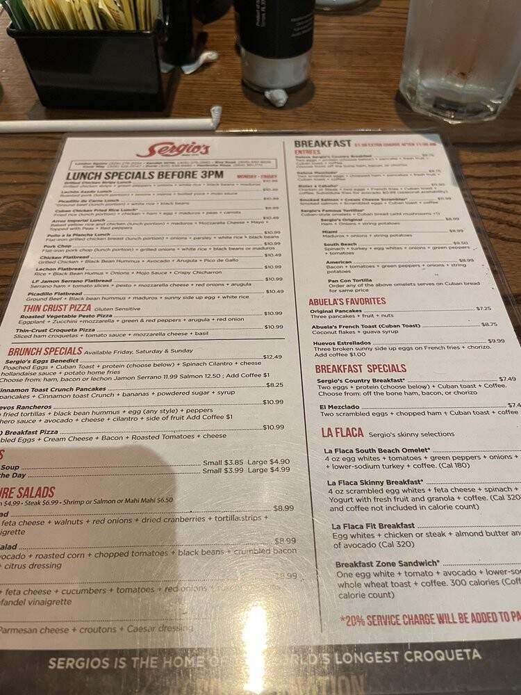Sergio's - Pembroke Pines, FL menu_pic