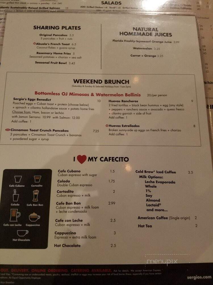 Sergio's - Pembroke Pines, FL menu_pic