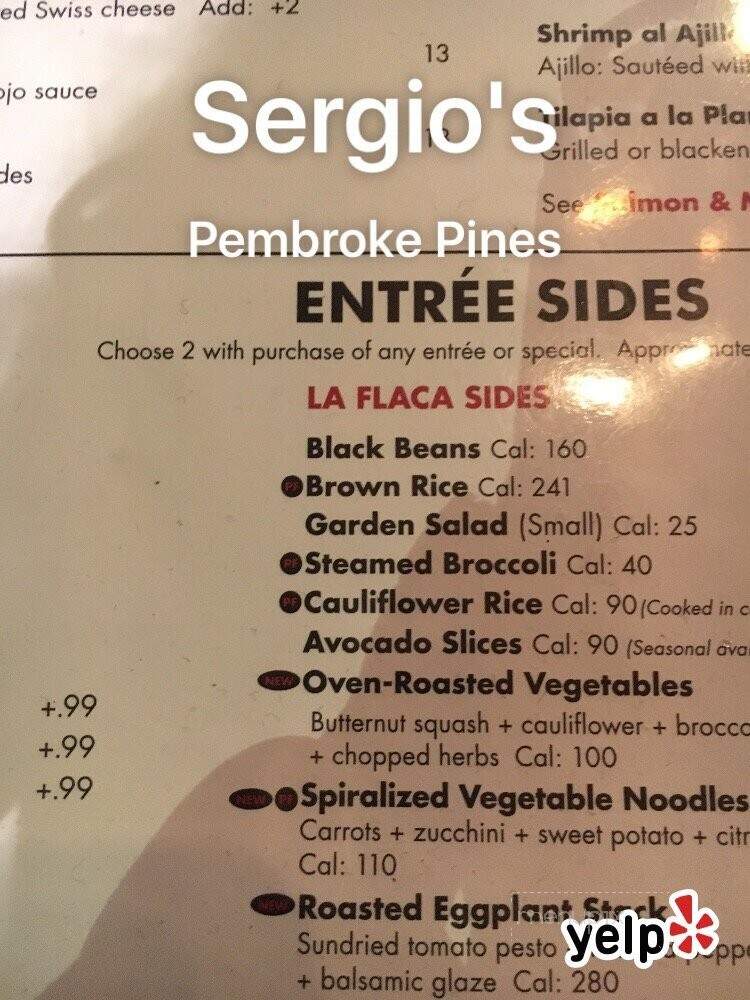 Sergio's - Pembroke Pines, FL menu_pic