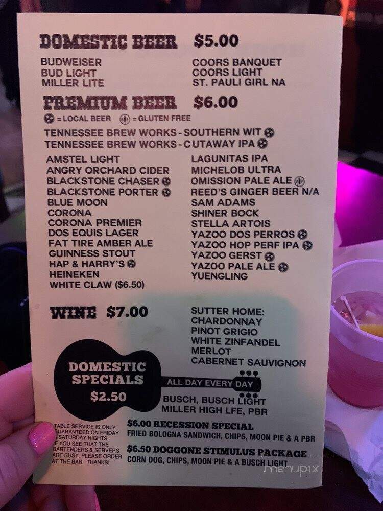 Roberts Western World - Nashville, TN menu_pic