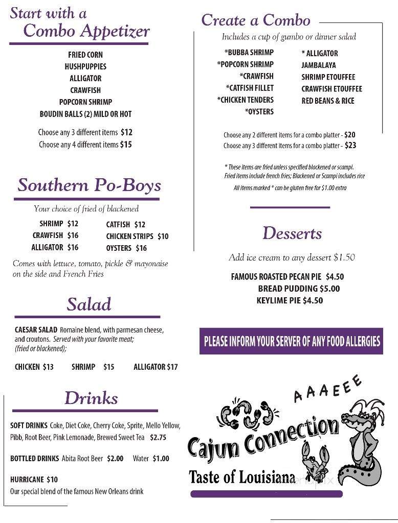 Rons Cajun Connection - Utica, IL menu_pic