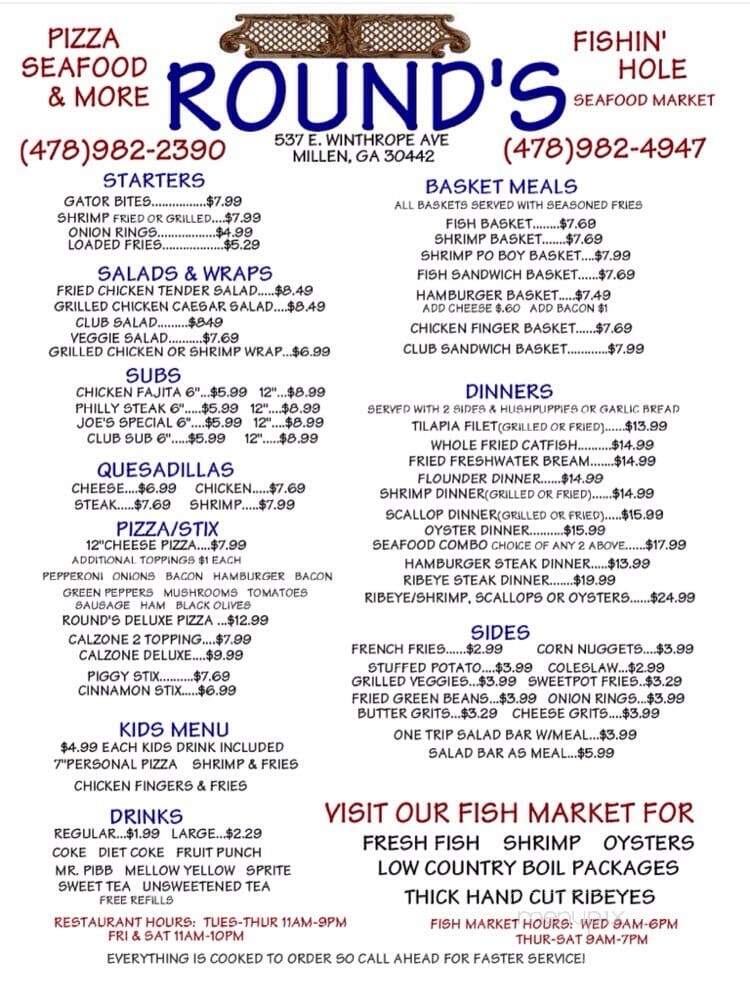Rounds Pizza, Seafood and More - Millen, GA menu_pic
