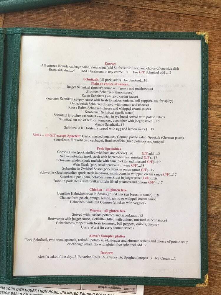 The Schnitzel House - Pottstown, PA menu_pic