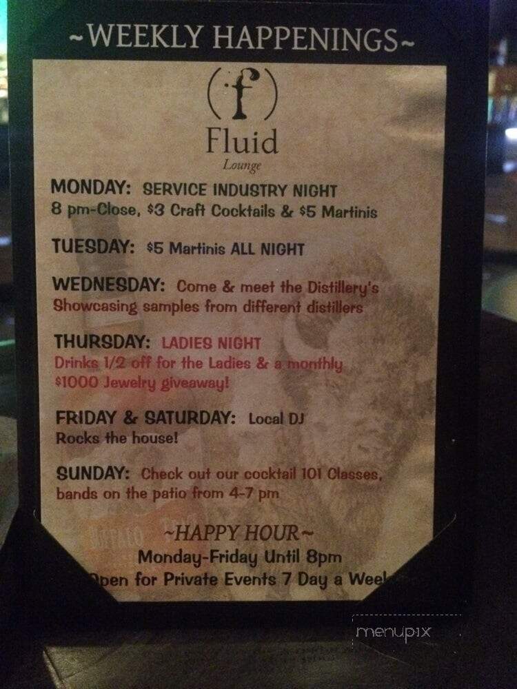 Fluid Lounge - Newberry, FL menu_pic