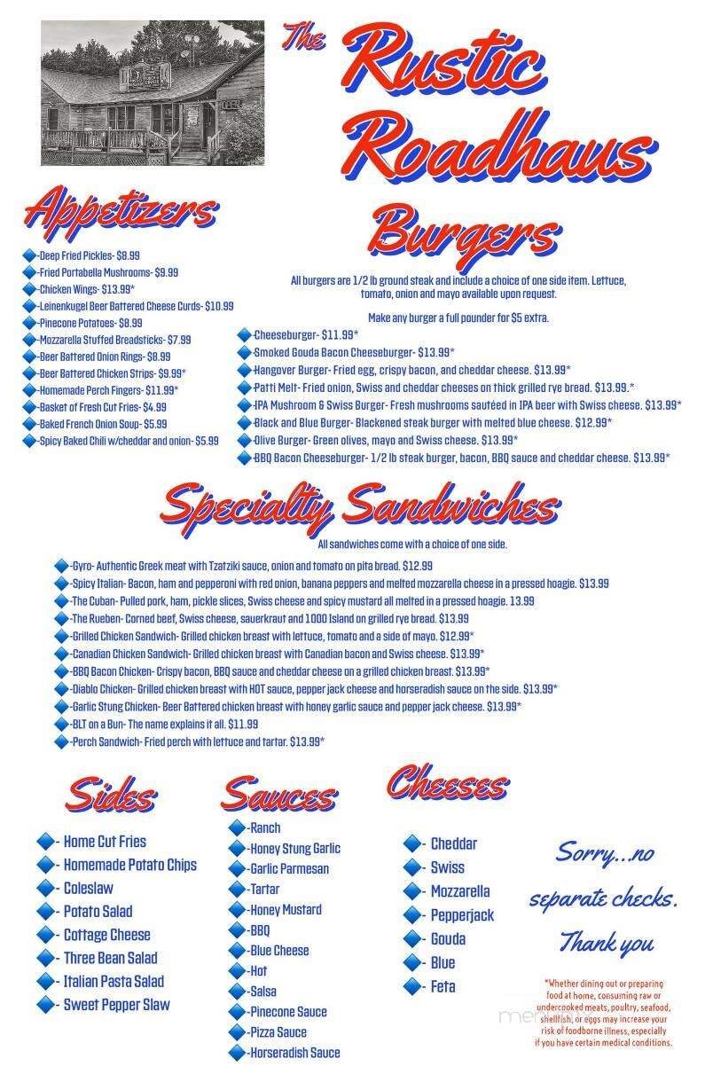 Rustic Roadhaus - Manitowish Waters, WI menu_pic