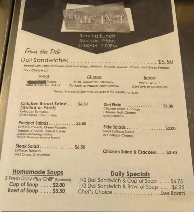 Precinct - Sterling, IL menu_pic