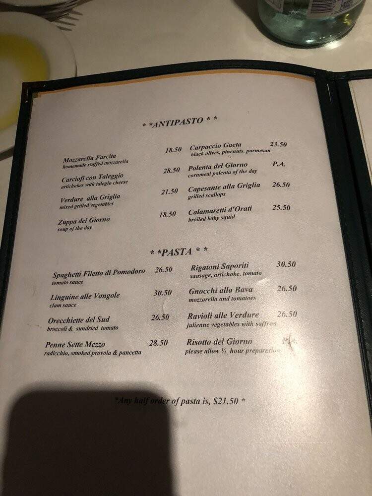 Sette Mezzo - New York, NY menu_pic