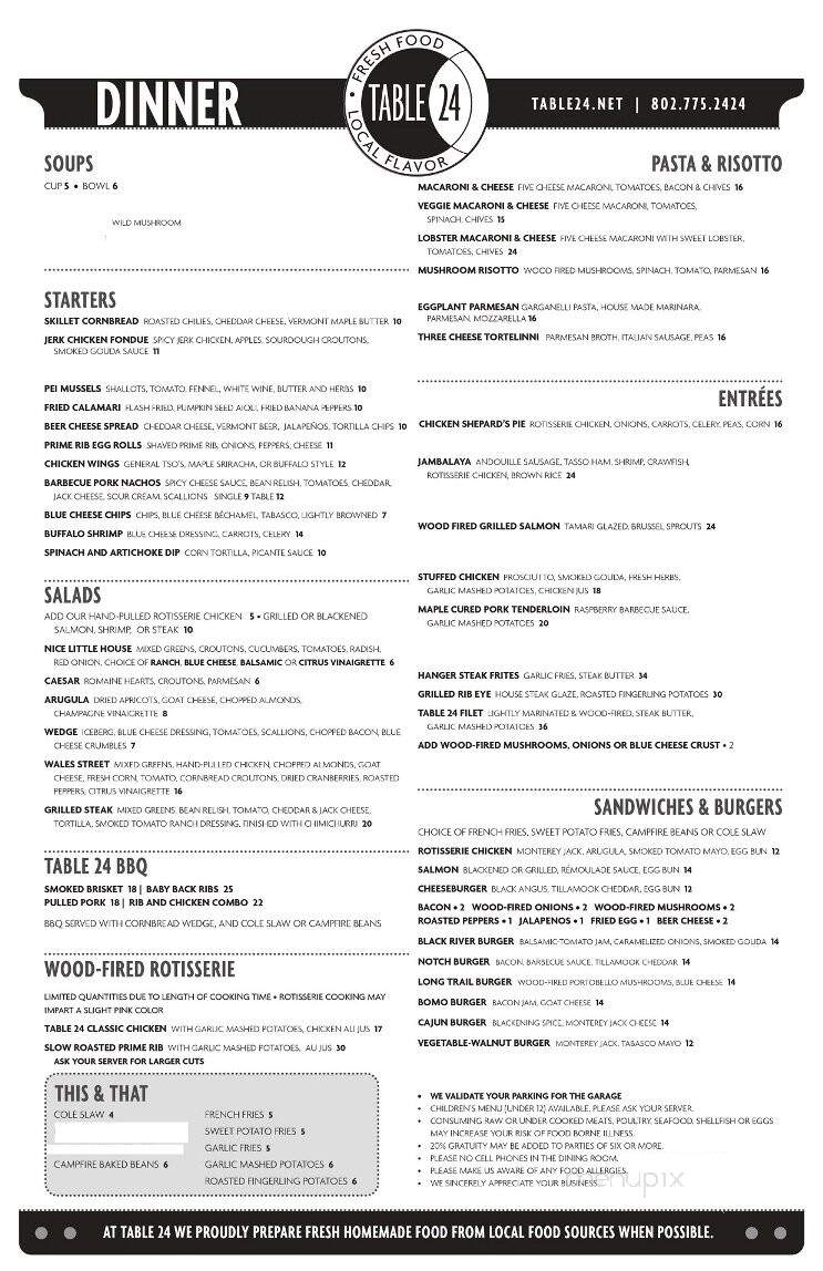 Table 24 - Rutland, VT menu_pic