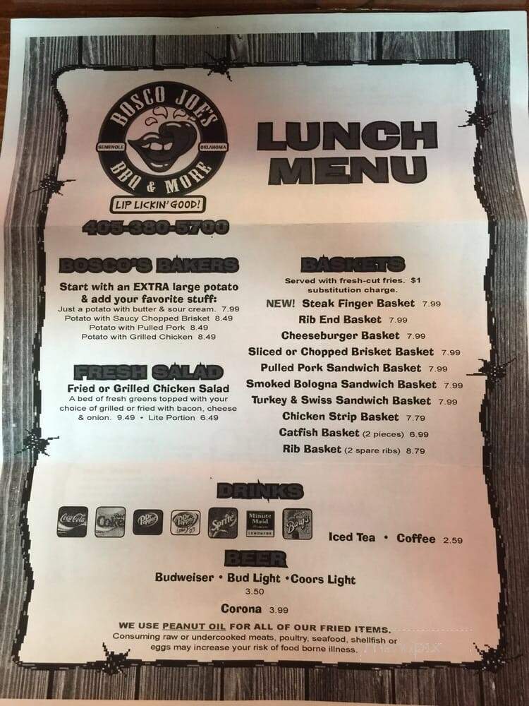 Bosco Joe's B-B-Q & More - Seminole, OK menu_pic