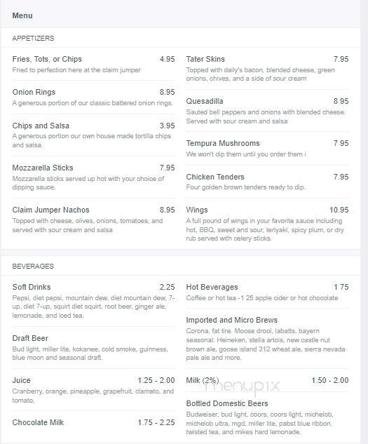 C.J.'s Rustler's Roost - Missoula, MT menu_pic