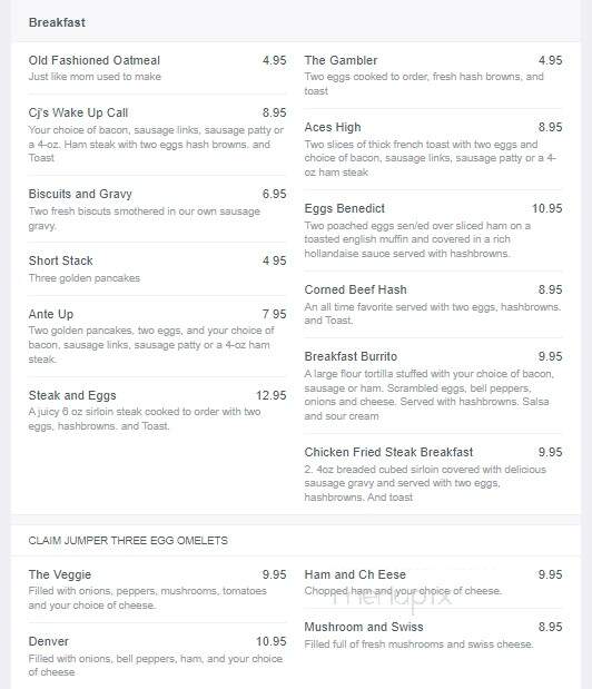 C.J.'s Rustler's Roost - Missoula, MT menu_pic
