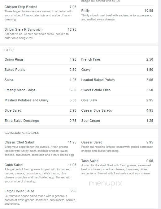 C.J.'s Rustler's Roost - Missoula, MT menu_pic