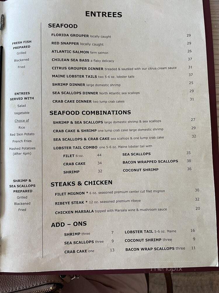 Dry Dock Waterfront Grill - Longboat Key, FL menu_pic