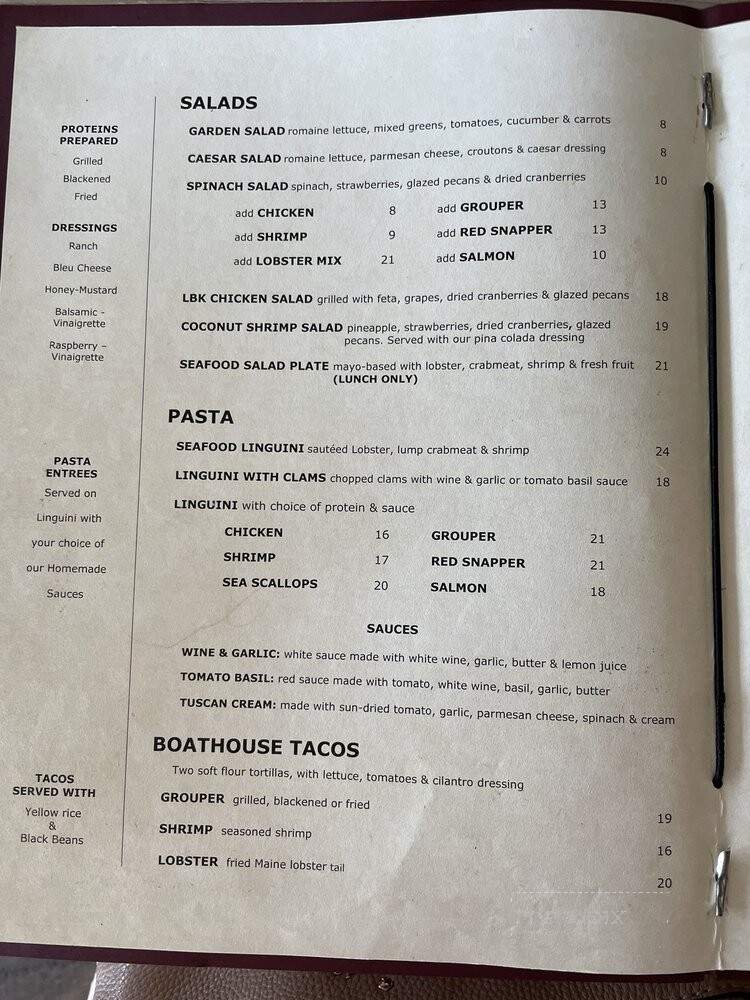 Dry Dock Waterfront Grill - Longboat Key, FL menu_pic