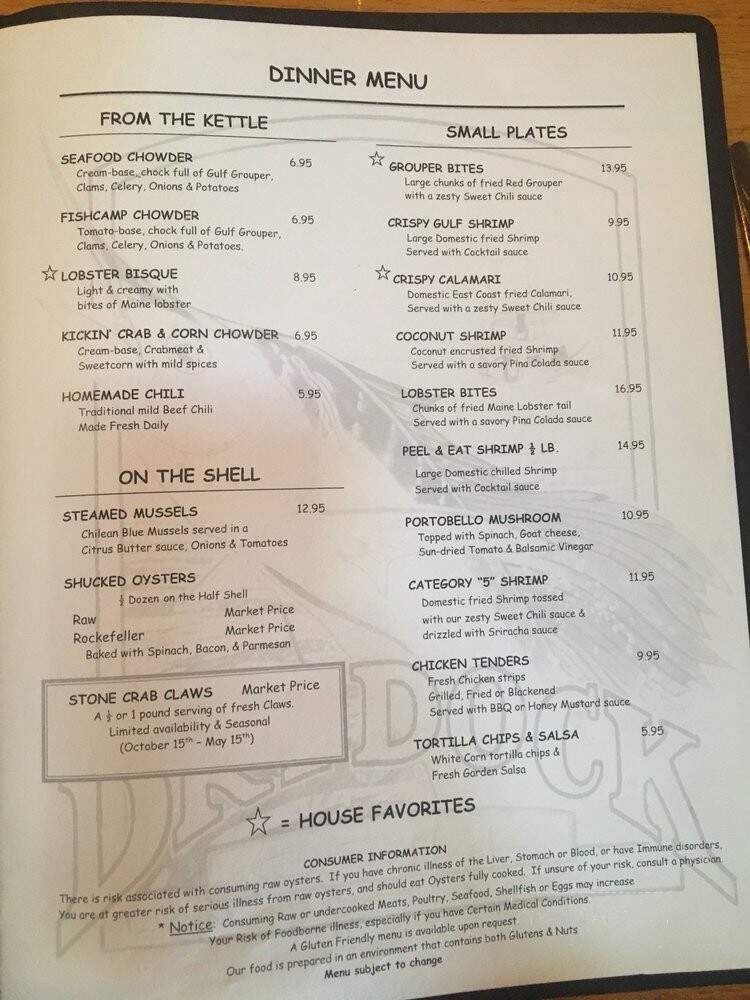 Dry Dock Waterfront Grill - Longboat Key, FL menu_pic