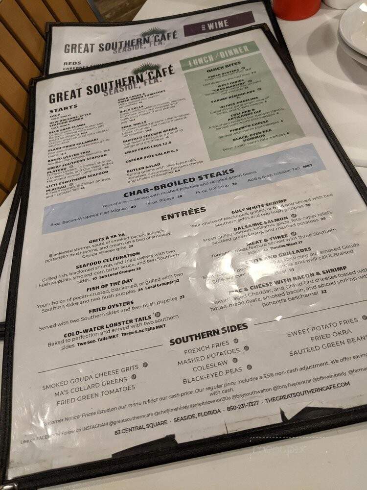 Great Southern Cafe - Santa Rosa Beach, FL menu_pic