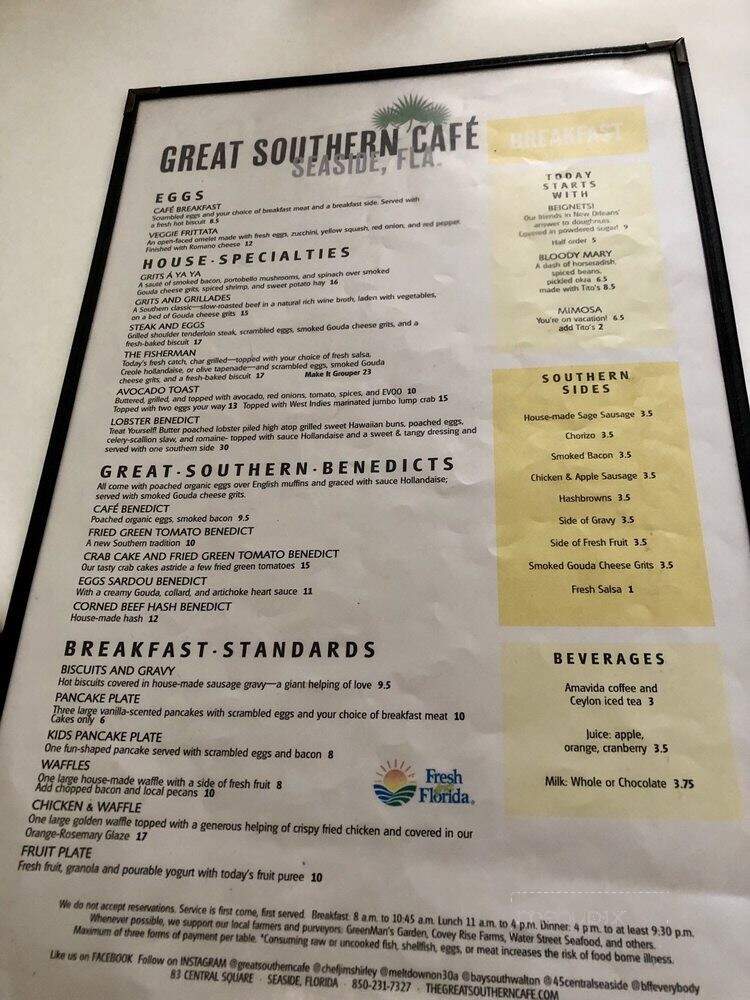 Great Southern Cafe - Santa Rosa Beach, FL menu_pic