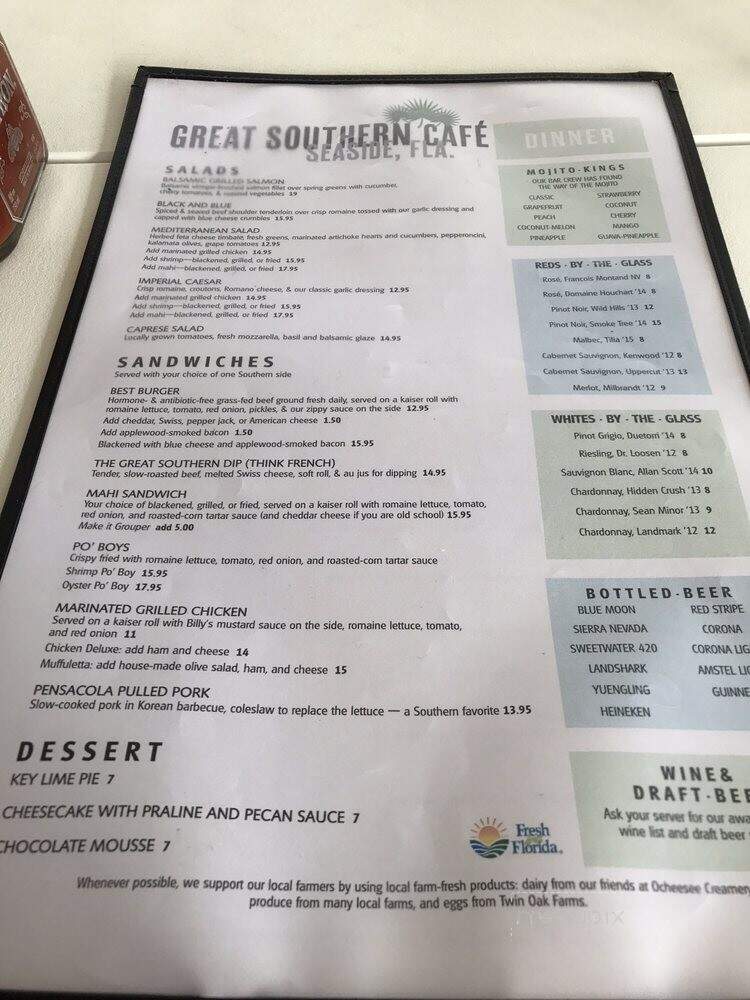 Great Southern Cafe - Santa Rosa Beach, FL menu_pic