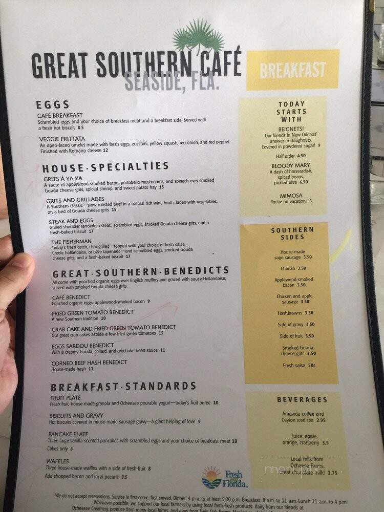 Great Southern Cafe - Santa Rosa Beach, FL menu_pic