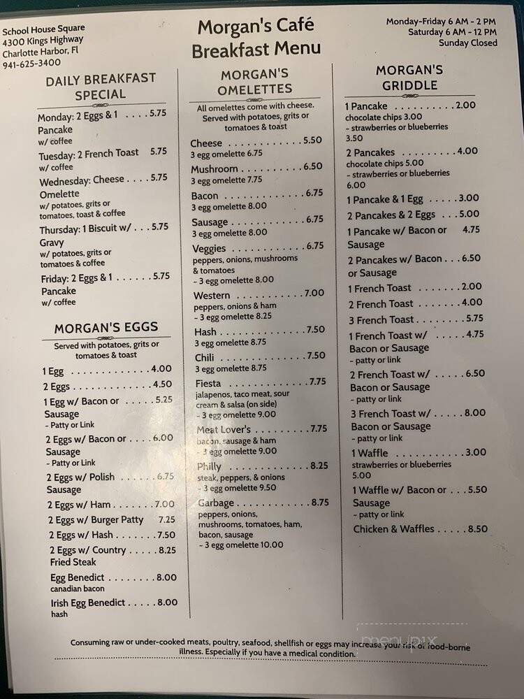 Morgan's Cafe' - Port Charlotte, FL menu_pic