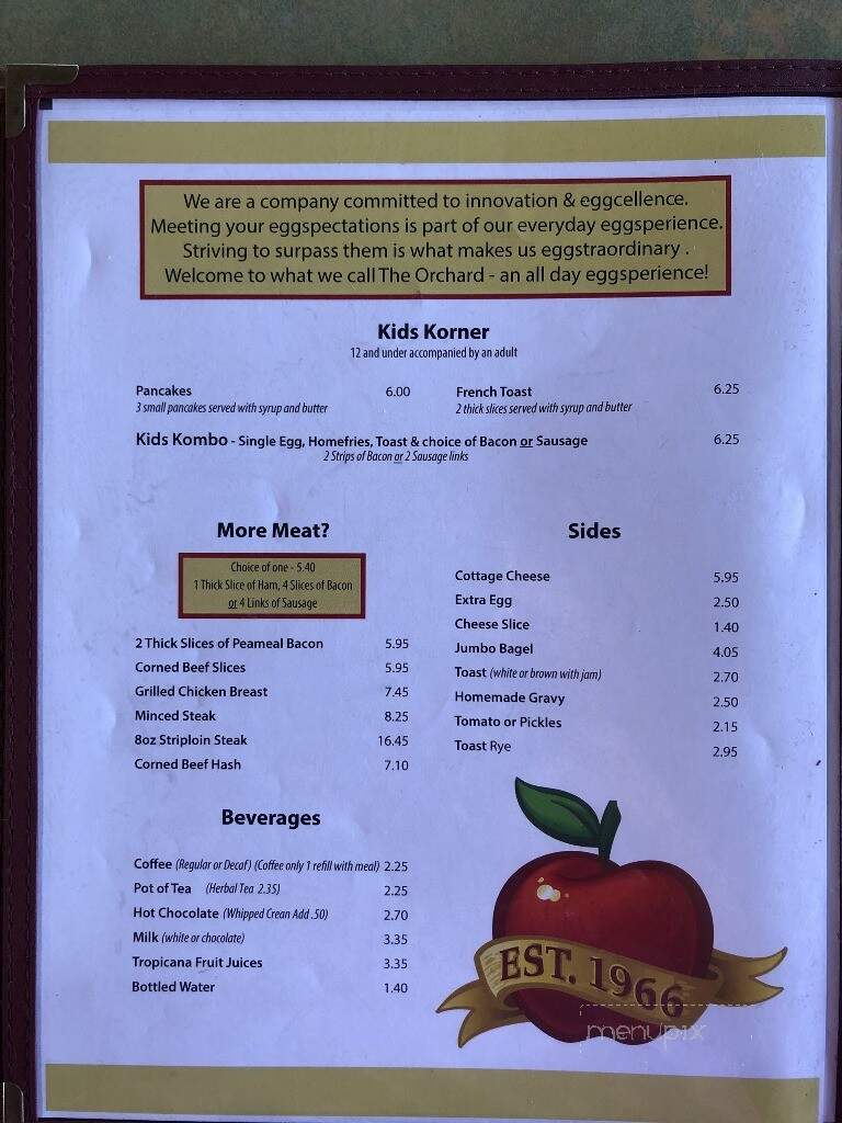 Orchard Family Restaurant - Mississauga, ON menu_pic