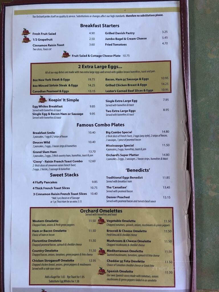 Orchard Family Restaurant - Mississauga, ON menu_pic