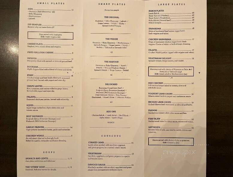 Aida's Mediterranean Bistro - Calgary, AB menu_pic
