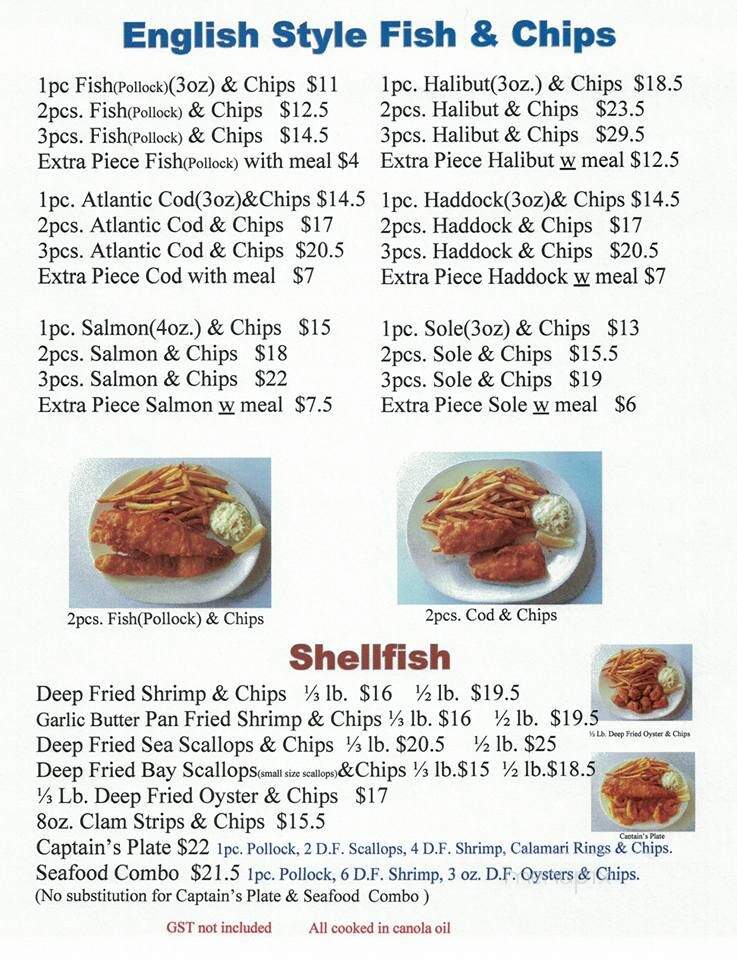 Pan's Fish & Chips - Edmonton, AB menu_pic