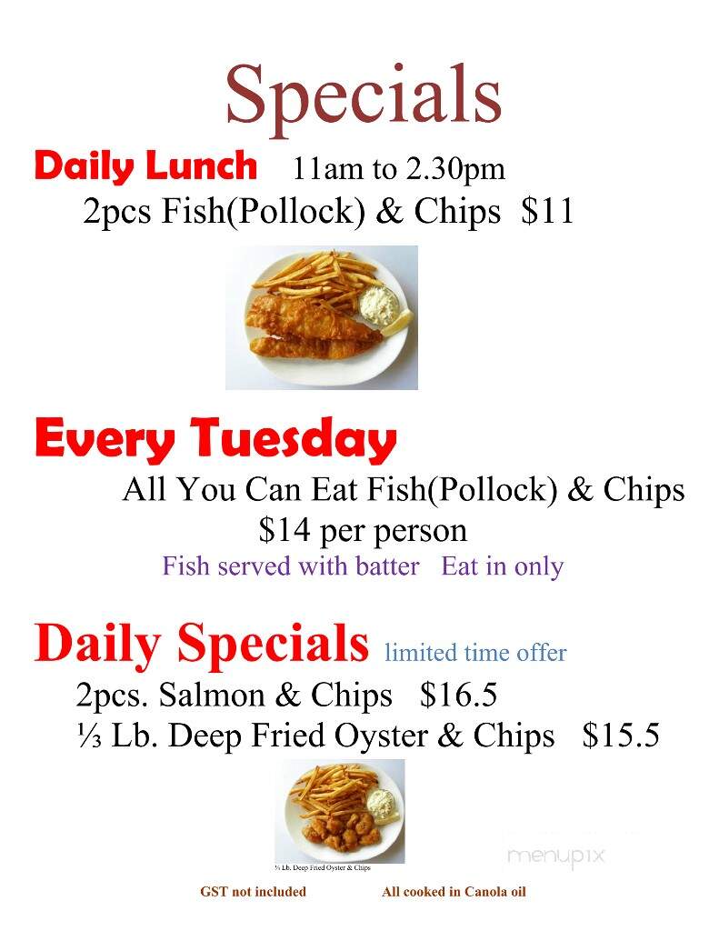 Pan's Fish & Chips - Edmonton, AB menu_pic