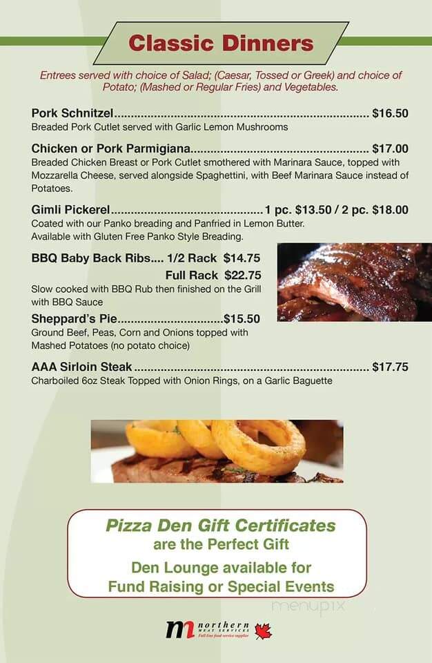 Pizza Den Restaurant - Stonewall, MB menu_pic