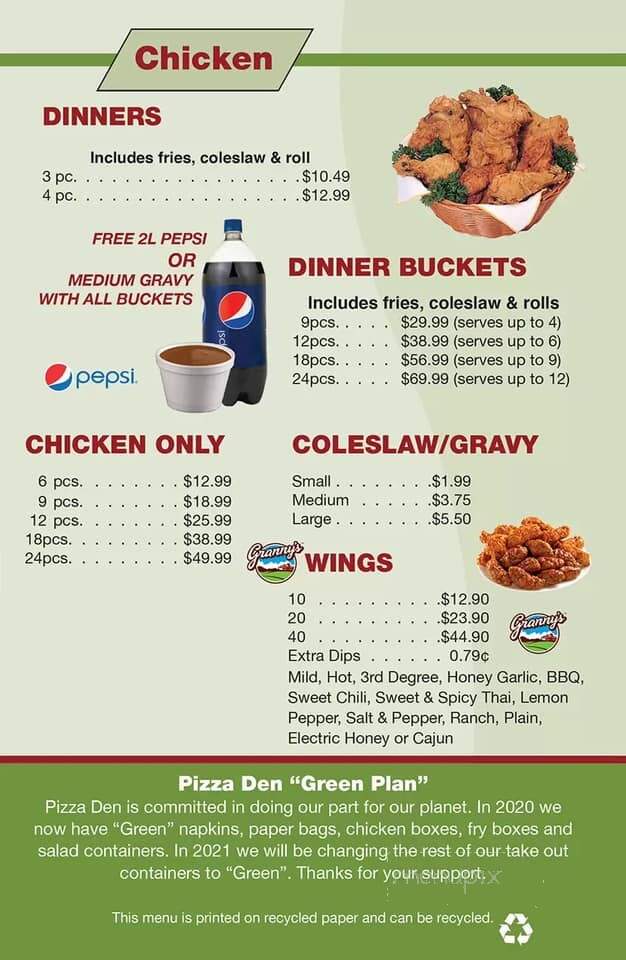 Pizza Den Restaurant - Stonewall, MB menu_pic