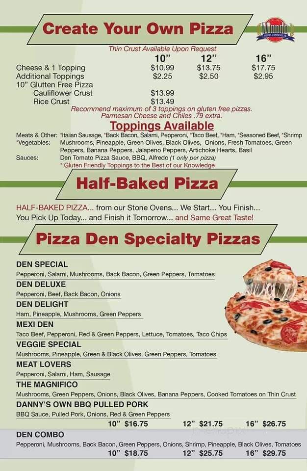 Pizza Den Restaurant - Stonewall, MB menu_pic