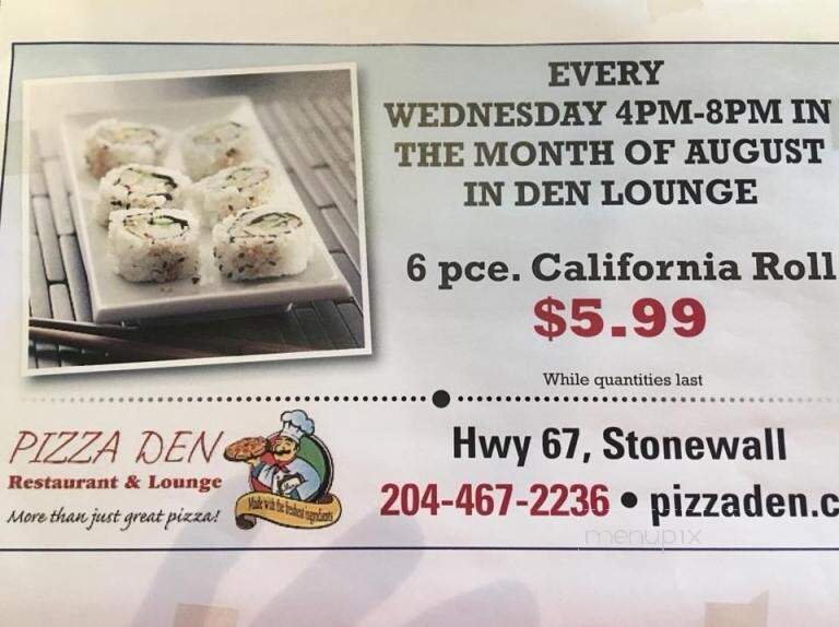 Pizza Den Restaurant - Stonewall, MB menu_pic