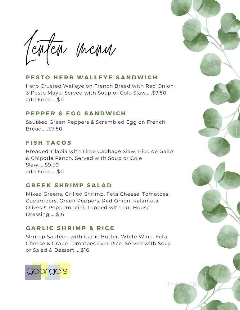 George's Restaurant - Lockport, IL menu_pic