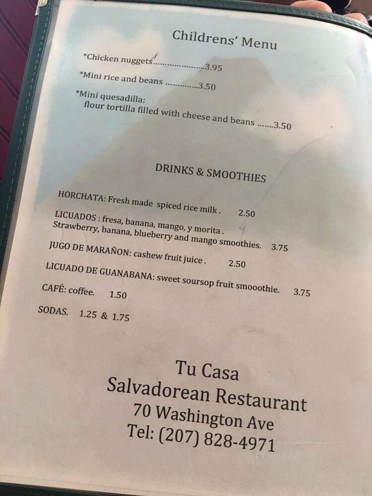 Tu Casa Salvadorena Restaurant - Portland, ME menu_pic