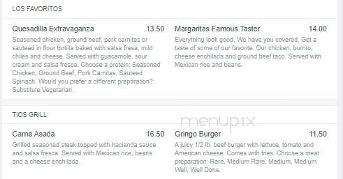 Margaritas Mexican Restaurant - Augusta, ME menu_pic