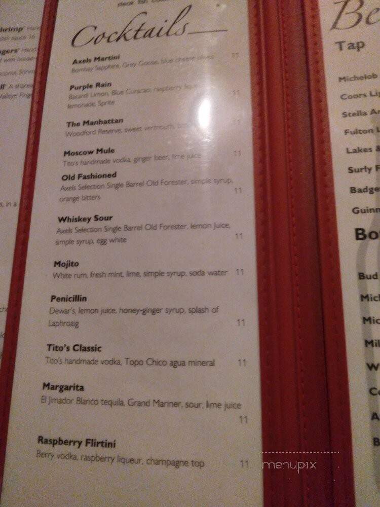 Axel's - Chanhassen, MN menu_pic