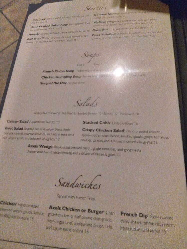 Axel's - Chanhassen, MN menu_pic