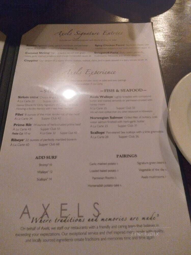 Axel's - Chanhassen, MN menu_pic