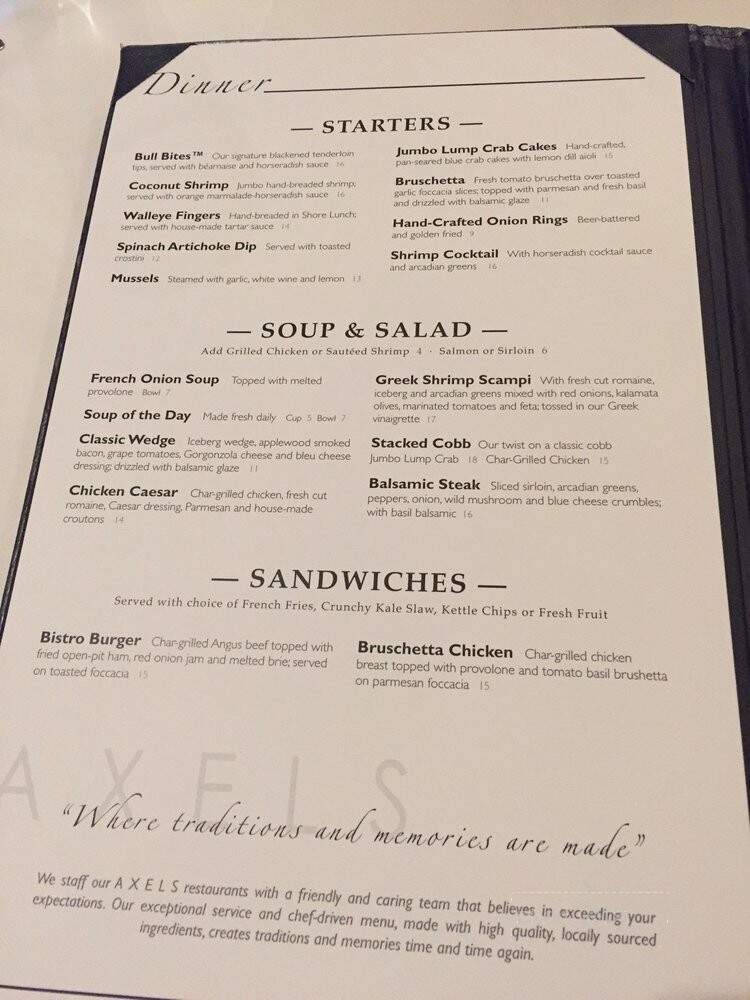 Axel's - Chanhassen, MN menu_pic