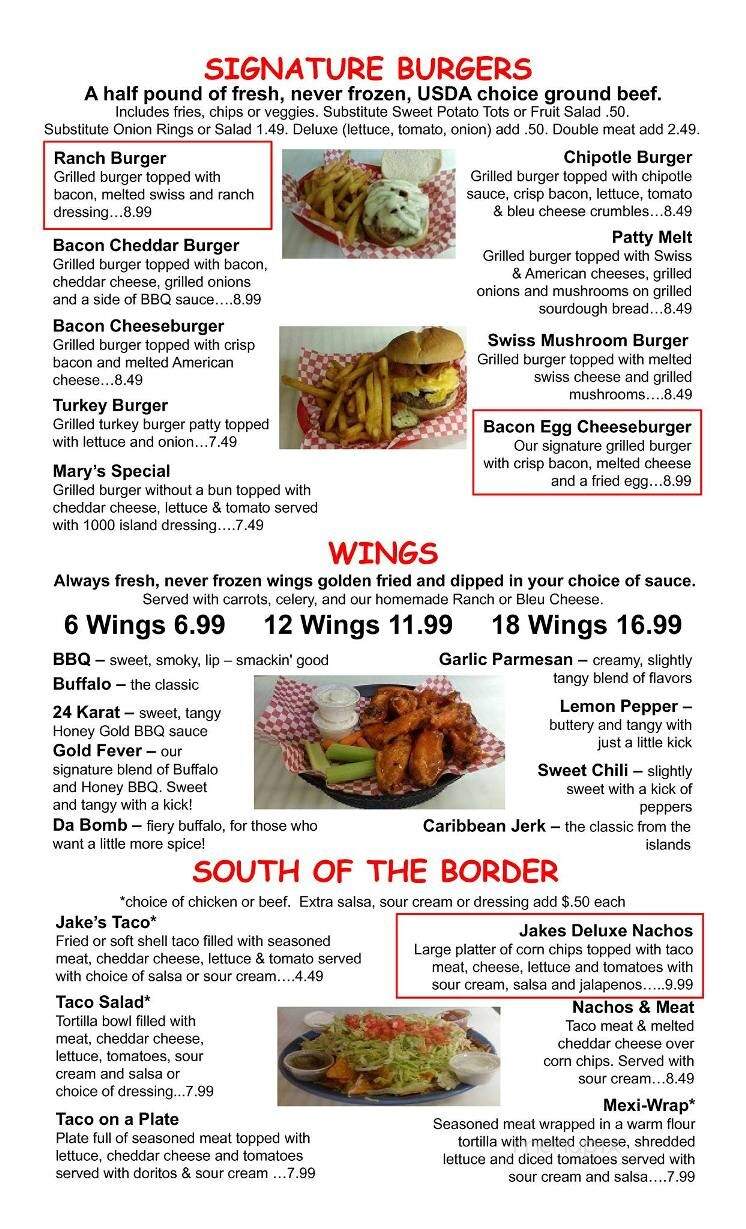 Jake's Bar & Grill - Blair, NE menu_pic