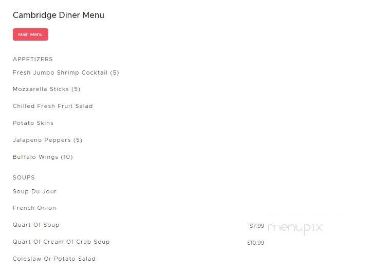 Cambridge Diner - Cambridge, NY menu_pic